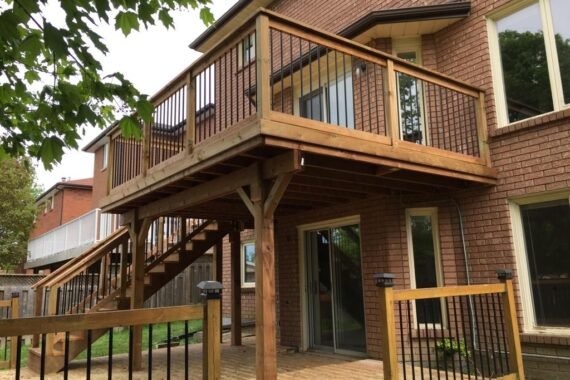 PT Wood Deck With Wood Railing