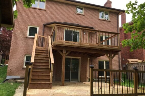 PT Wood Deck With Wood Railing