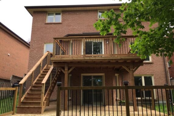 PT Wood Deck With Wood Railing