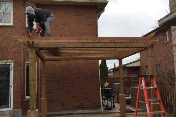 PT Wood Pergola Construction Phase